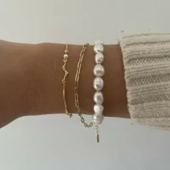 Nava Kaito perle armbånd i forgyldt sølv