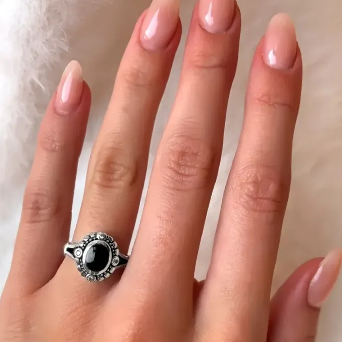 Onyks ring i sølv