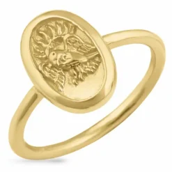 Oval ring i forgyldt sølv