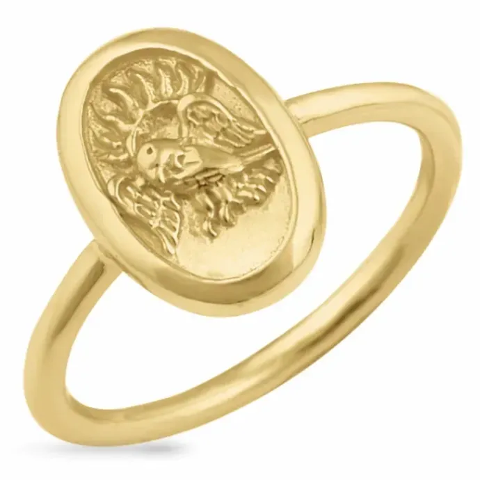 Oval ring i forgyldt sølv