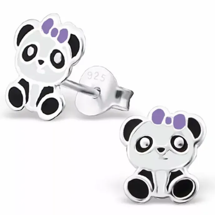 Panda øreringe i sølv