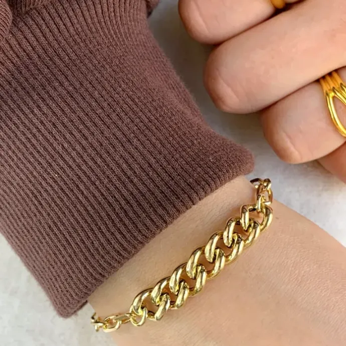Panserarmbånd i forgyldt sølv x 8,3 mm