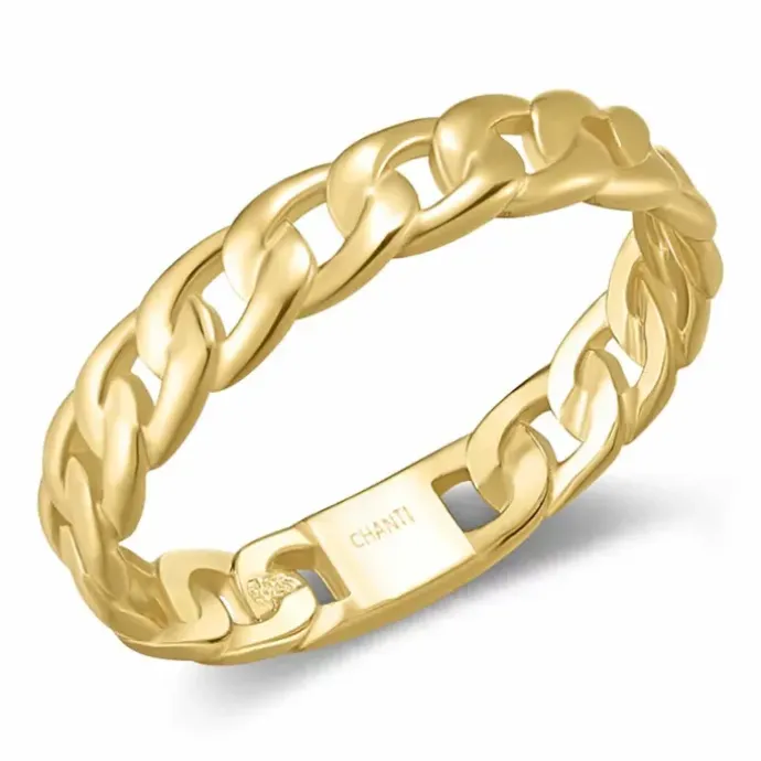 Panzer ring i forgyldt sølv