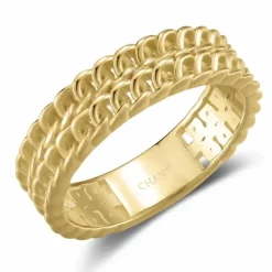 Panzer ring i forgyldt sølv