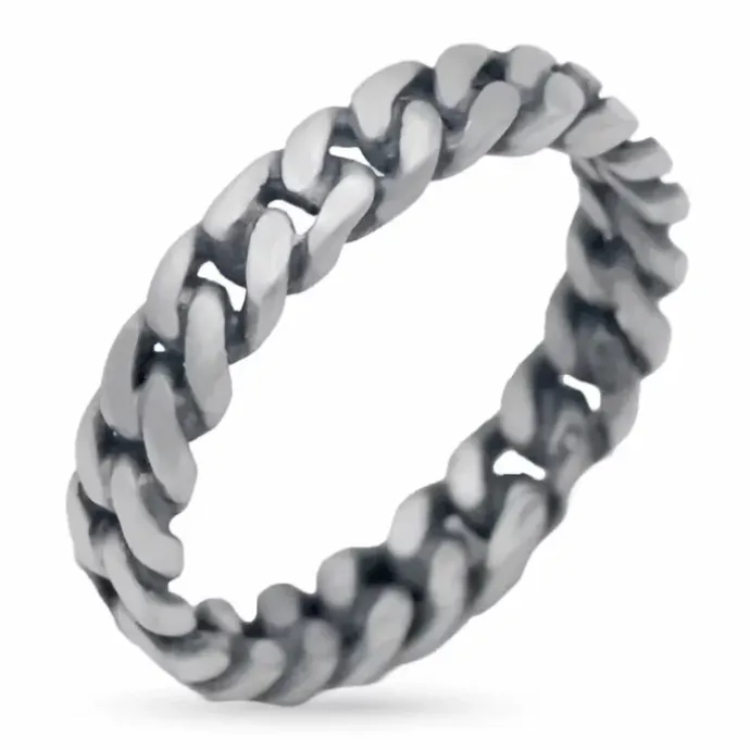 Panzer ring i oxideret sterlingsølv