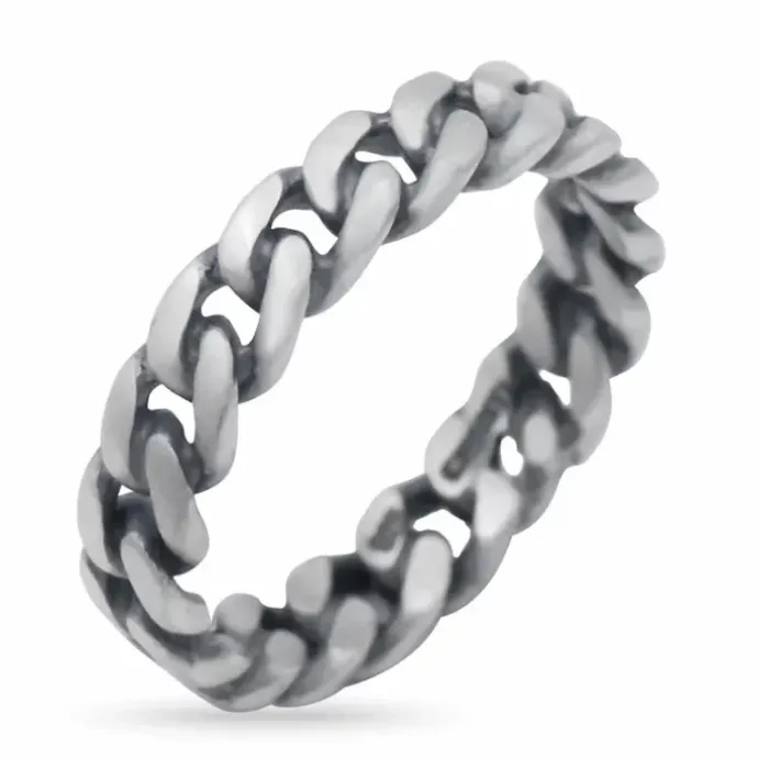Panzer ring i oxideret sterlingsølv
