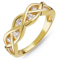 Panzer zirkon ring i forgyldt sølv