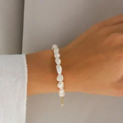 Perle armbånd i forgyldt sølv