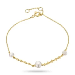 Perle armbånd i forgyldt sølv 16 plus 3 cm x 6,9 mm