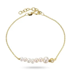 Perle armbånd i forgyldt sølv 16 plus 2 cm x 5-5,5 mm