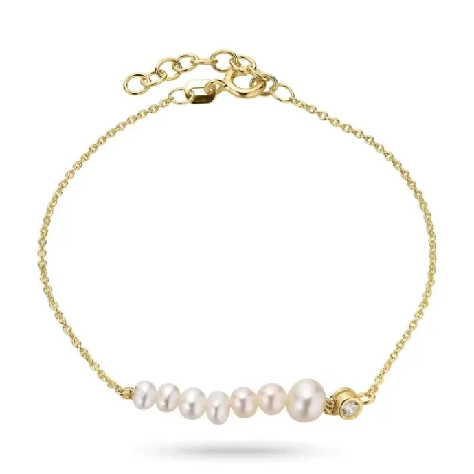 Perle armbånd i forgyldt sølv 16 plus 2 cm x 5-5,5 mm
