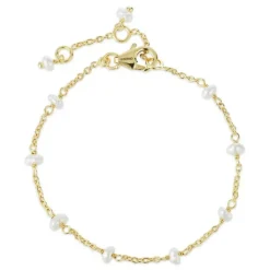 Perle armbånd i forgyldt sølv x 4 mm