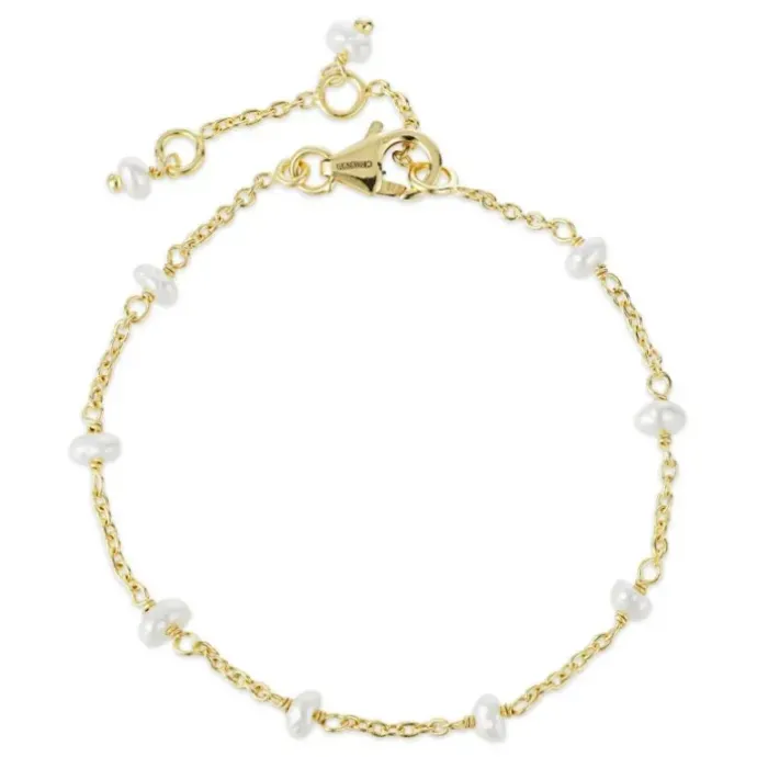 Perle armbånd i forgyldt sølv x 4 mm