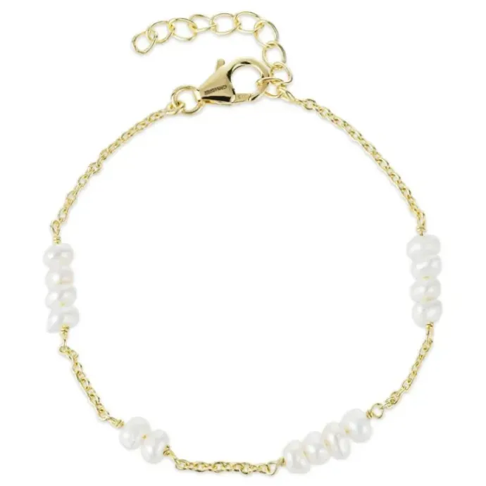 Perle armbånd i forgyldt sølv x 4 mm