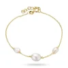 Perle armbånd i forgyldt sølv 17 plus 2 cm x 8-9 mm