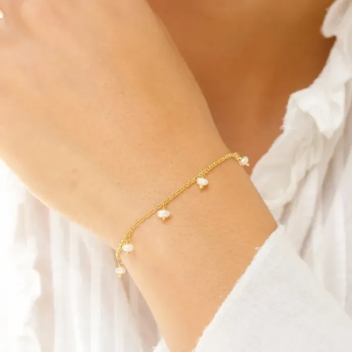 Perle armbånd i forgyldt sølv x