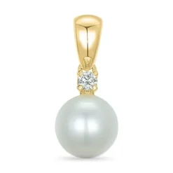 Perle diamantvedhæng i 9 karat guld 0,04 ct