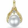 Perle diamantvedhæng i 9 karat guld 0,02 ct