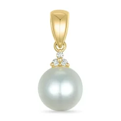 Perle diamantvedhæng i 9 karat guld 0,02 ct