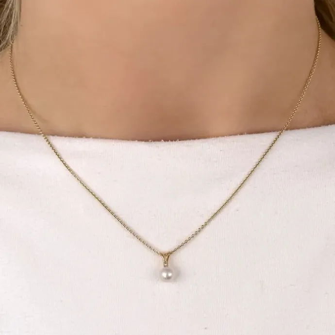 Perle diamantvedhæng i 14 karat guld 0,01 ct