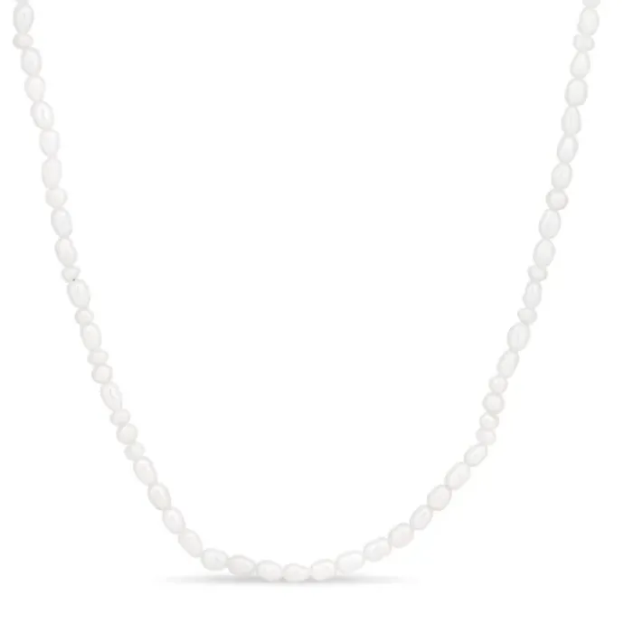 Perle halskæde i forgyldt sølv 38 + 5 cm x 4,5 mm