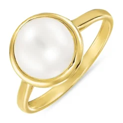 Perle ring i forgyldt sølv