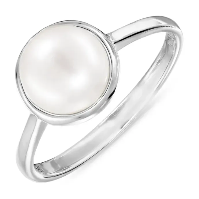 Perle ring i sølv