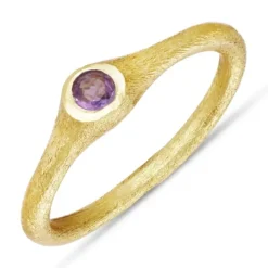 Pink krystal ring i forgyldt sølv