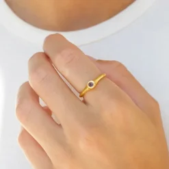 Pink krystal ring i forgyldt sølv