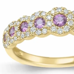 Pink safir diamantring i 14 karat guld 0,468 ct 0,232 ct