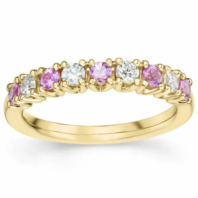 Pink safir diamantring i 14 karat guld 0,246 ct 0,45 ct