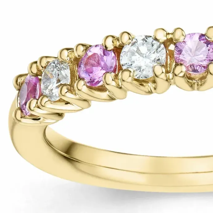 Pink safir diamantring i 14 karat guld 0,246 ct 0,45 ct
