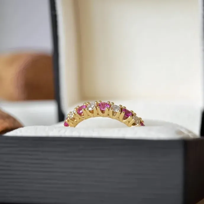Pink safir diamantring i 14 karat guld 0,246 ct 0,45 ct
