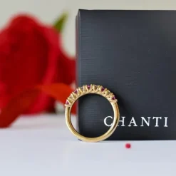 Pink safir diamantring i 14 karat guld 0,246 ct 0,45 ct