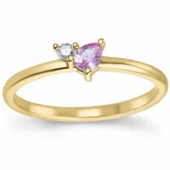 Pink safir diamantring i 14 karat guld 0,04 ct 0,22 ct