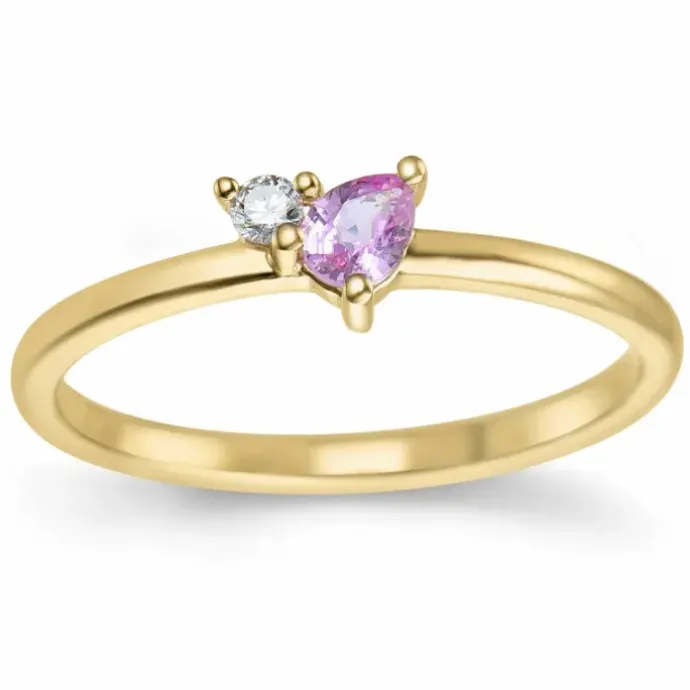 Pink safir diamantring i 14 karat guld 0,04 ct 0,22 ct