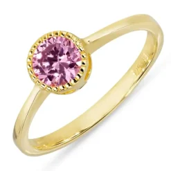 Pink zirkon ring i forgyldt sølv
