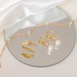 Pink zirkon ring i forgyldt sølv