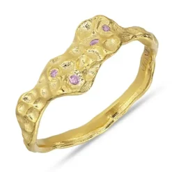 Pink zirkon ring i forgyldt sølv