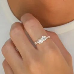 Pink zirkon ring i sølv