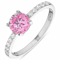 Pink zirkon ring i sølv