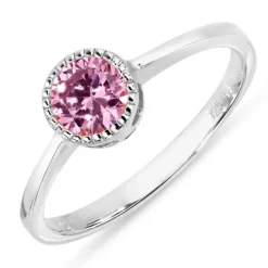 Pink zirkon ring i sølv