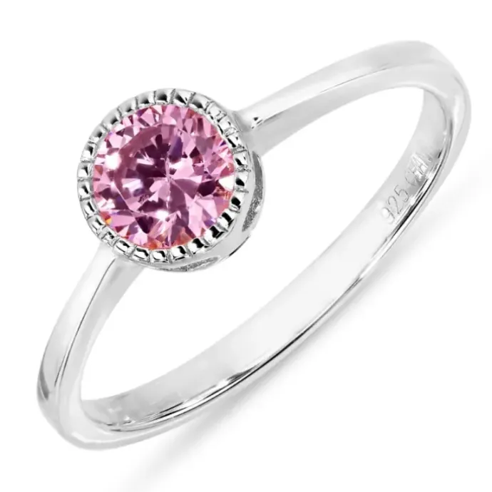 Pink zirkon ring i sølv