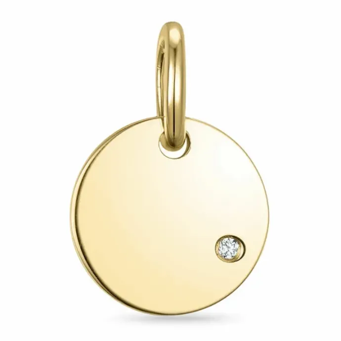 Plade diamant vedhæng i 14 karat guld 0,01 ct