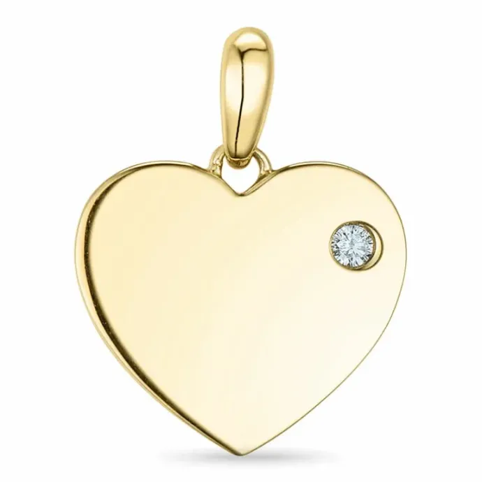 Plade diamant vedhæng i 14 karat guld 0,015 ct