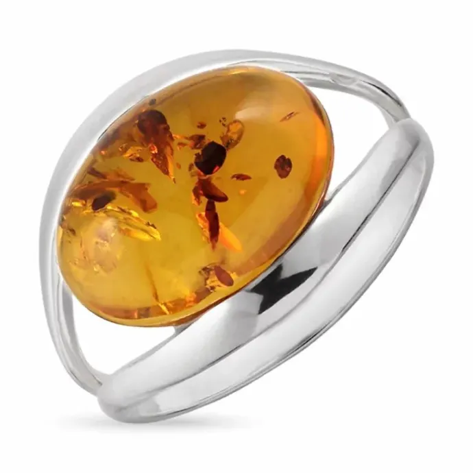Rav ring i sølv