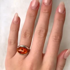 Rav ring i sølv