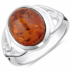 Rav ring i sølv