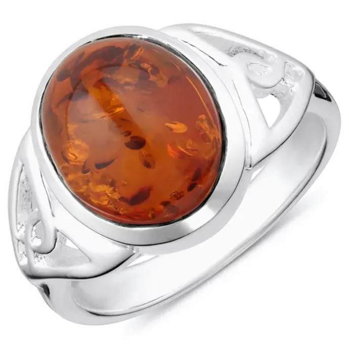 Rav ring i sølv