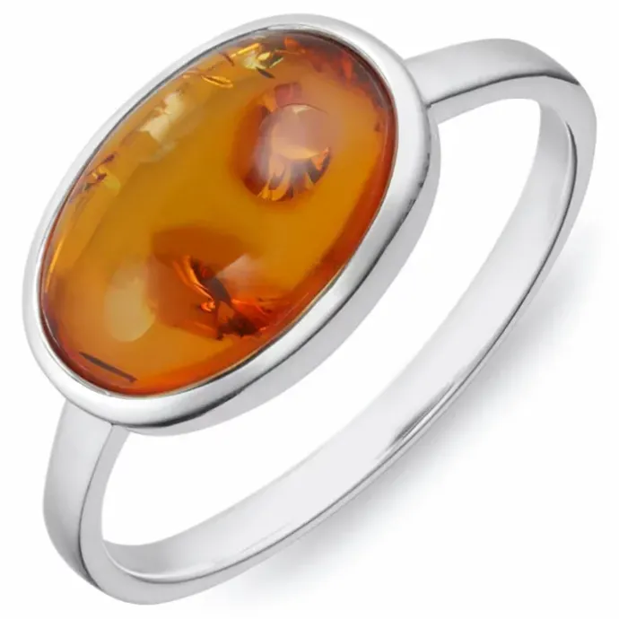 Rav ring i sølv